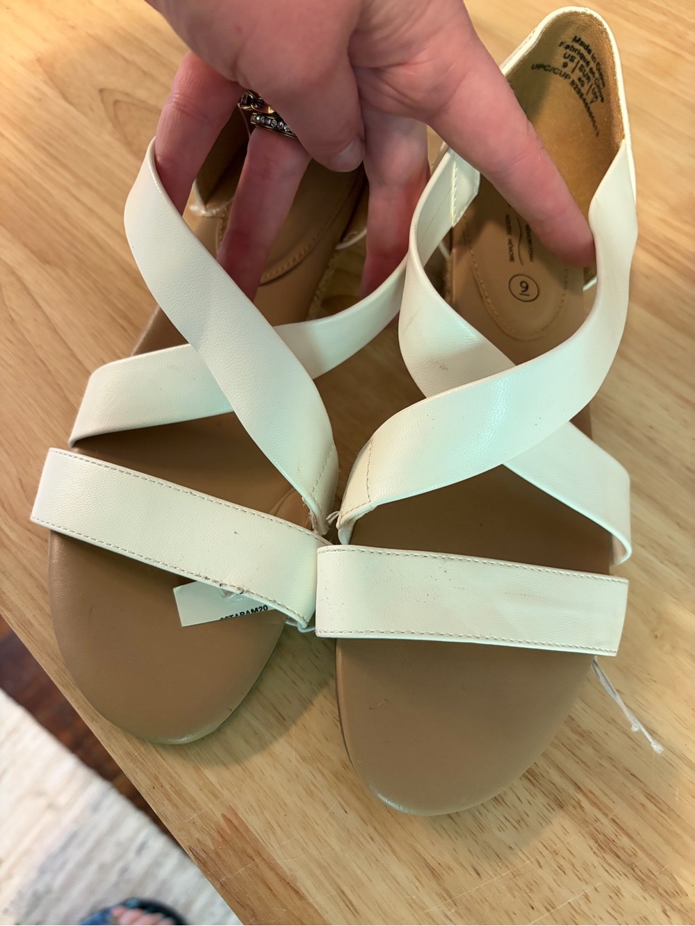George White Crisscross Ankle Strap Sandals